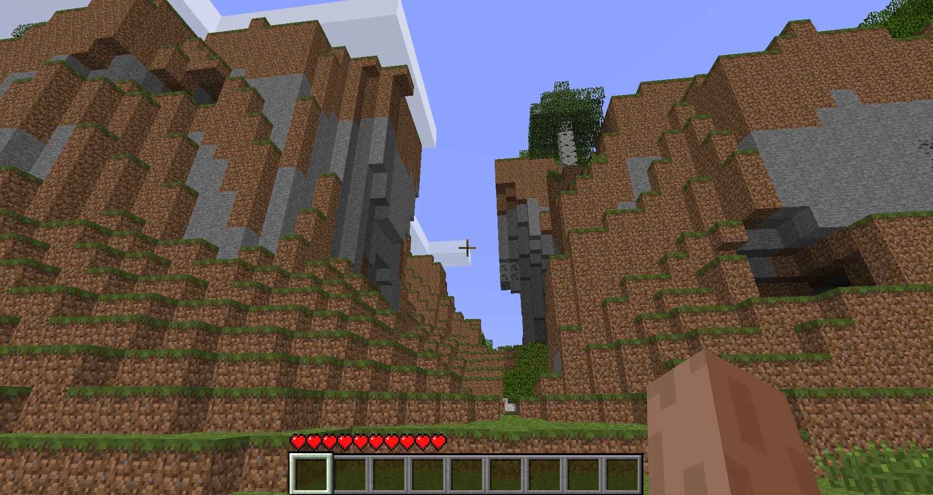 A valley in Minecraft beta 1.7.3.